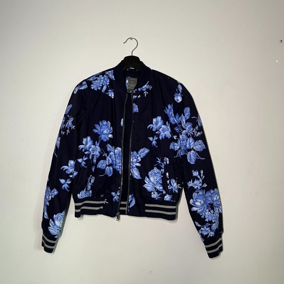 Gap Navy Floral Quilted Bomber Jacket - Picture 3 of 4